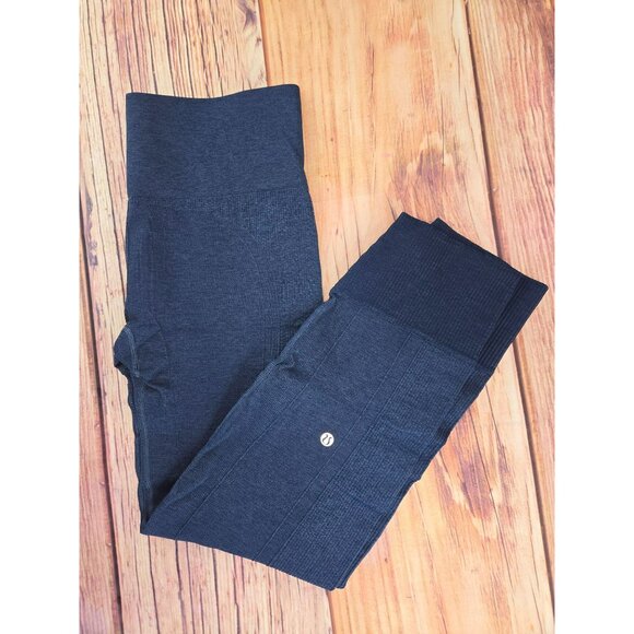 Lululemon Athletica Navy Cropped High-Waisted Leggings 10 Nylon Blend - Picture 3 of 6